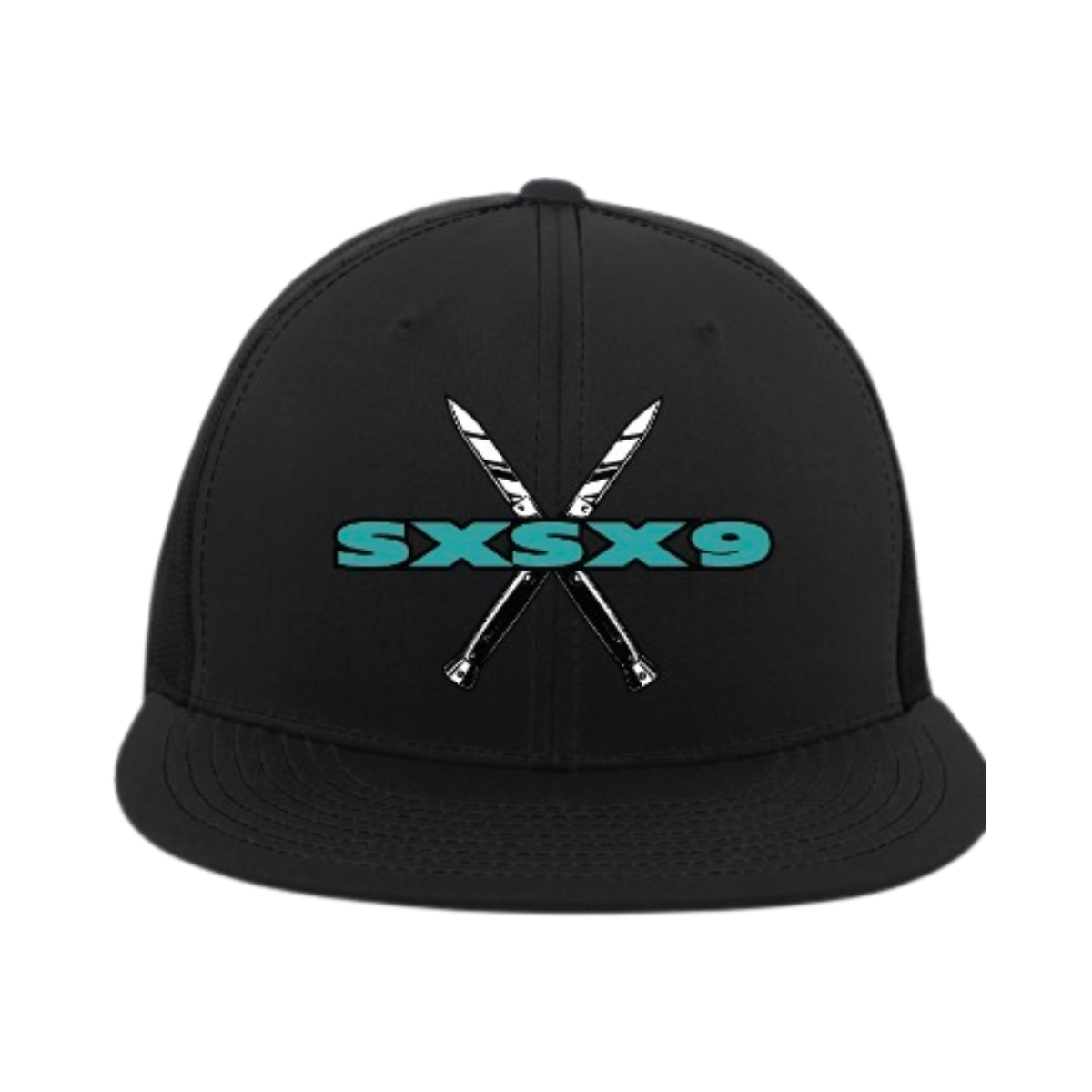 Black cap with 'SXSX9' logo on a white background